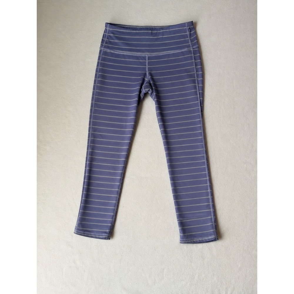 Athleta Women's XS Lavender Striped Crop Leggings Capri Yoga Workout Pants
